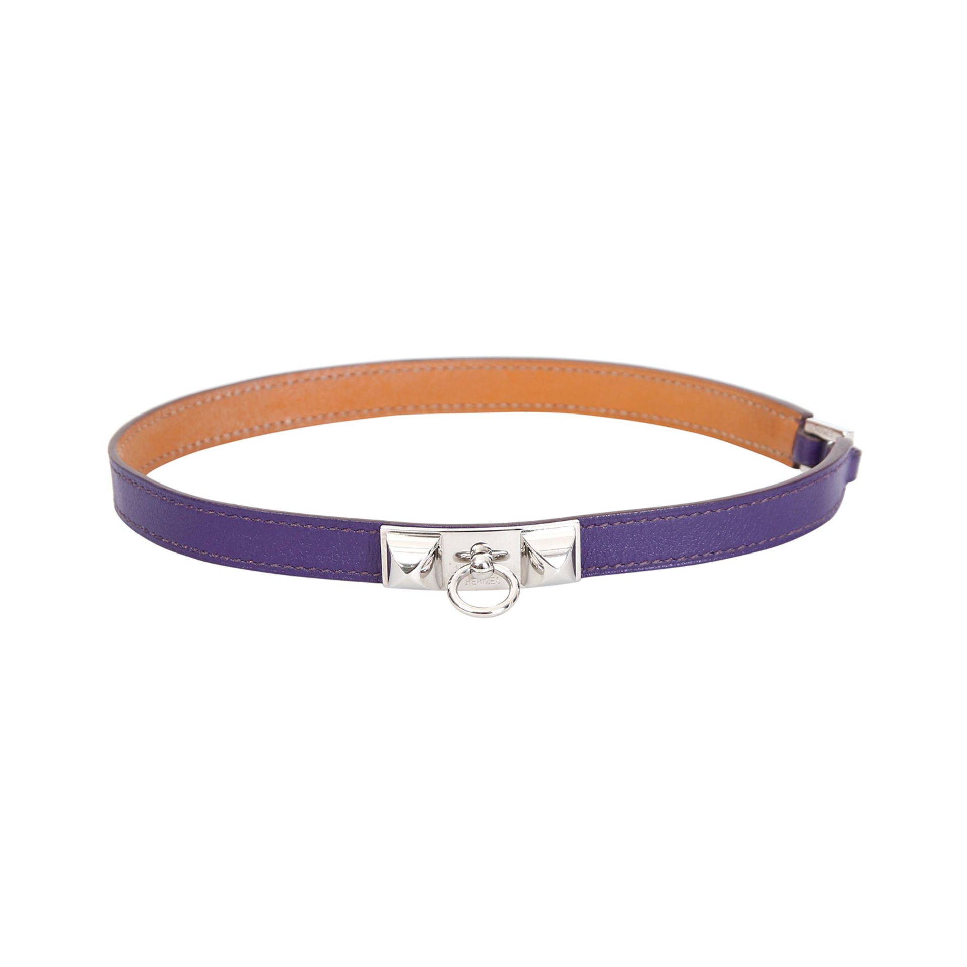 HERMÈS Armband "RIVALE DOUBLE TOUR", Koll.: 2010.Akt. NP.: 475,-€. Swift-Kalbs-Leder in Lila zum