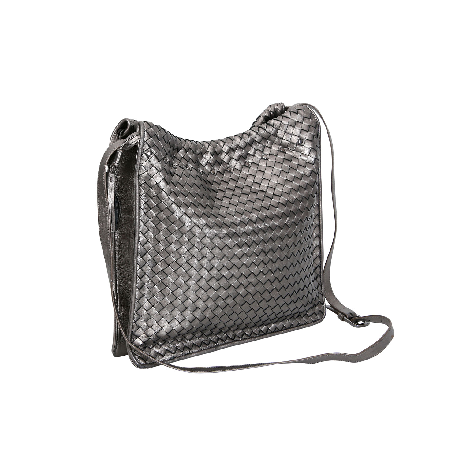 BOTTEGA VENETA Umhängetasche.Silber-Metallicfarbenes Leder im typischen Intrecciato Design, - Image 2 of 6