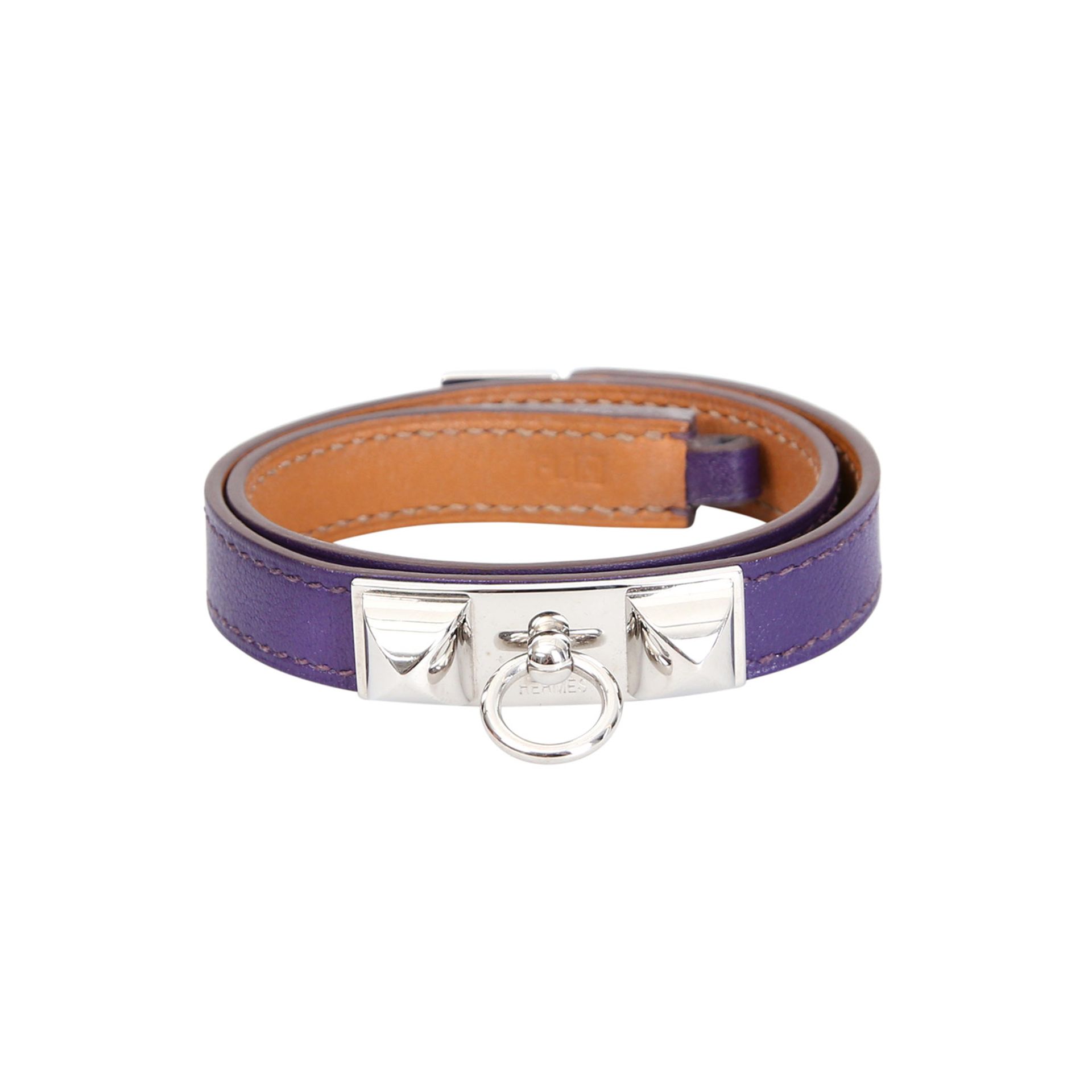 HERMÈS Armband "RIVALE DOUBLE TOUR", Koll.: 2010.Akt. NP.: 475,-€. Swift-Kalbs-Leder in Lila zum - Bild 3 aus 4