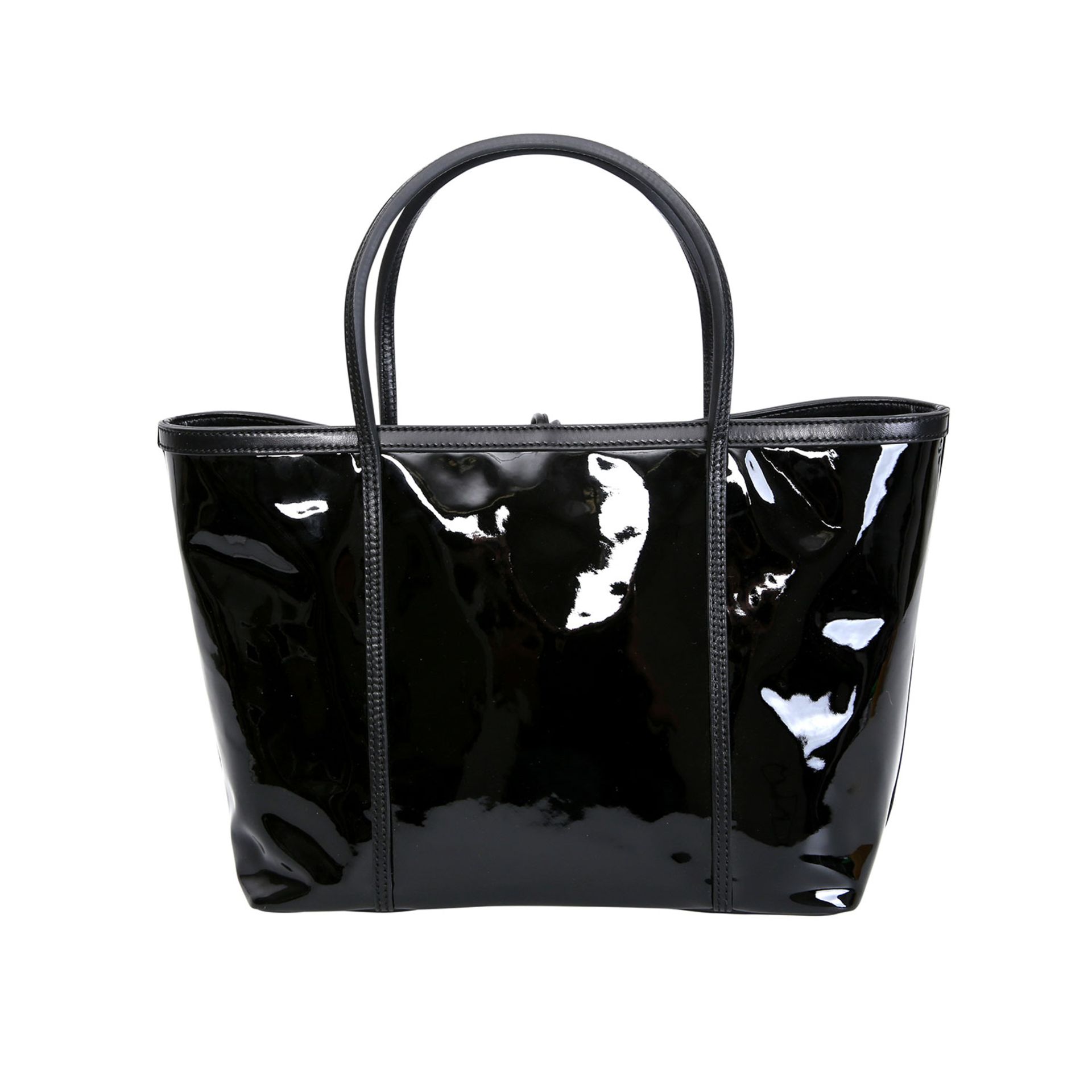 DOLCE & GABBANA Shoppertasche "SHOPPING VERNICE".Schwarzes Lackleder mit Glattleder-Details, - Bild 4 aus 7