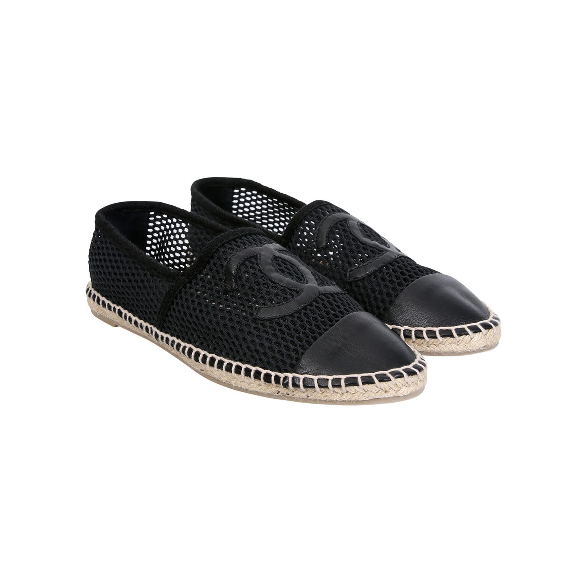 CHANEL Espadrilles, Gr. 41.Schwarzes Modell im Material-Mix aus Mesh und Lammleder, Kappe und CC- - Bild 2 aus 4