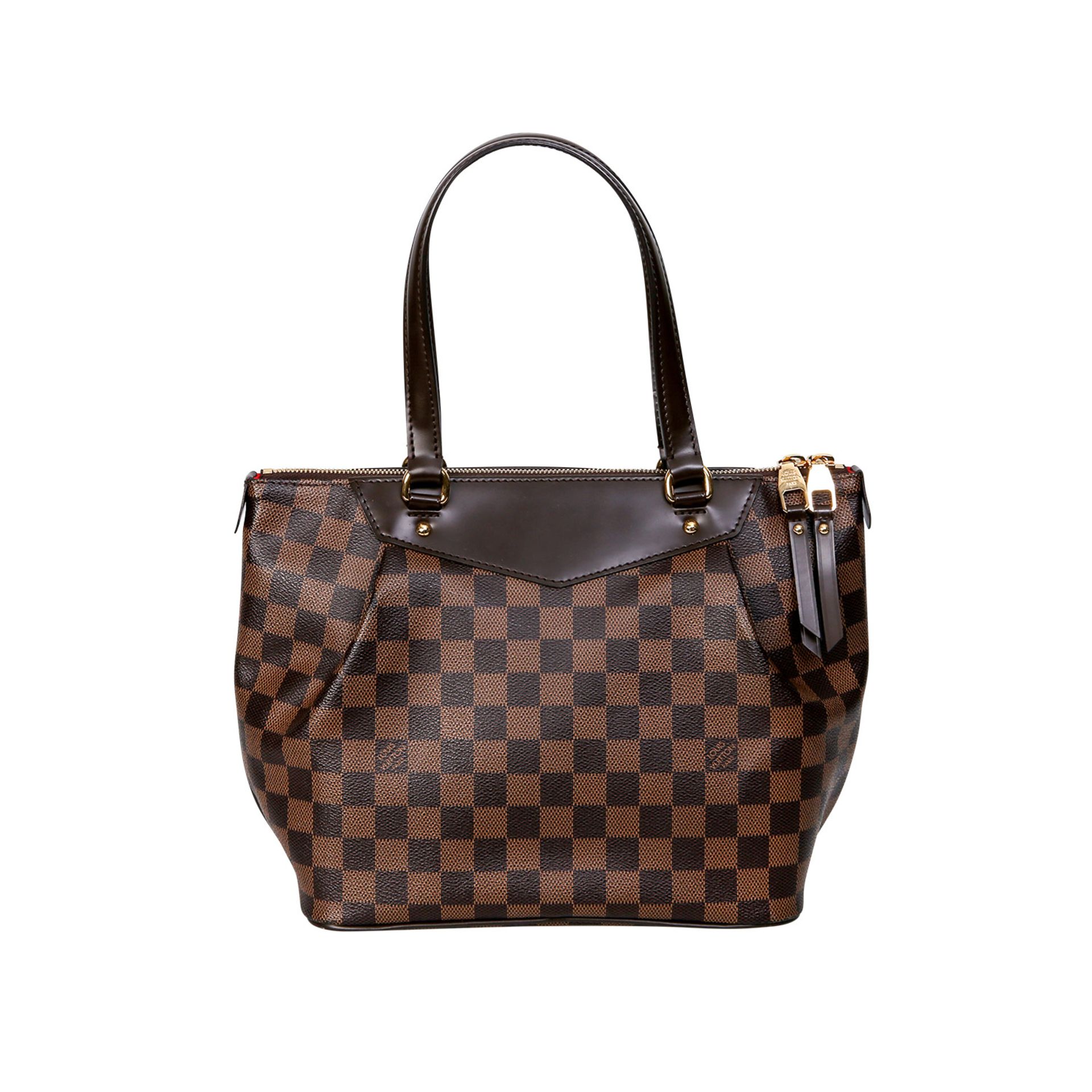 LOUIS VUITTON Henkeltasche "WESTMINSTER", Koll.: 2011.Damier Ebene Serie aus Canvas mit goldfarbener