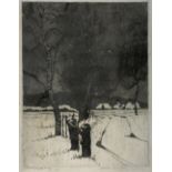 Marten van der Loo (Belgian, 1880-1920), landscape print signed in pencil, 42 x 31 cm .
