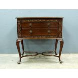 Early 20th century mahogany cased canteen of silver plated cutlery for 12, hinged top and two