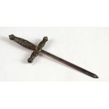 Maltese white metal letter opener in the form of a sword with filigree handle, 1.1oz, 36g,. Two