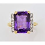 Amethyst and diamond dress ring, set with an amethyst of approximately, 6.00 carats with diamond set