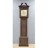 19th Century eight day long case clock by Thomas Farrer of Saxmundham, brass with silvered dial,