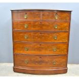 19th Century mahogany chest of two short over four long graduated drawers on plinth base, 122 x