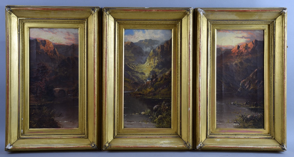 J Maurice (Welsh, 19th Century), three landscapes of North Wales: Bala Lake, Abergavenny and Tal Y