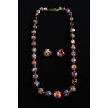 Vintage Venetian glass bead necklace and earrings.