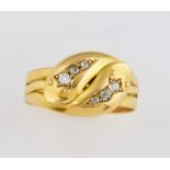 Edwardian diamond double snake ring, six old cut diamonds, mounted in 18ct, hallmarked Birmingham