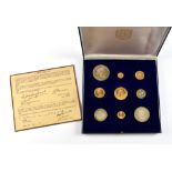 The State of Jersey 1972 Jersey royal wedding anniversary gold and silver coin set, including five