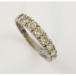 Half eternity diamond set ring, round brilliant cut diamonds, estimated total diamond weight 0.88