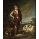19th century English School, The Young Shepherd with his Flock, unsigned, oil on canvas, 74cm x 62.