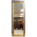 19th century style gilt gesso framed wall mirror, 220cm x 77cm .