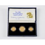 Royal mint issue,1988 United Kingdom gold proof set, including a Two pound coin, Sovereign and