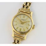 Ladies Le Cheminant wristwatch, round dial with baton hour markers, mounted in 18ct yellow gold