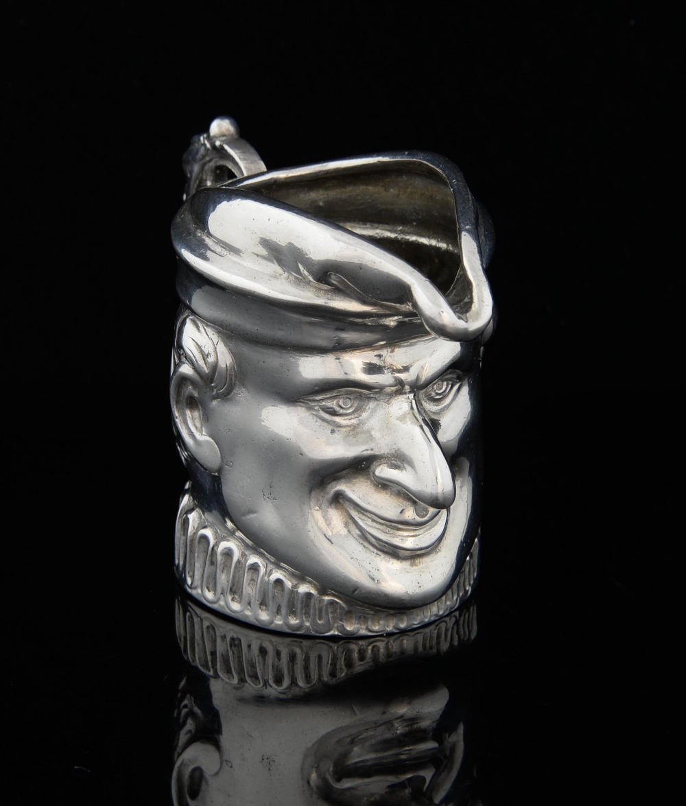 Novelty Mr Punch silver cream jug with import marks, 6 cms high, 74 grms. - Image 2 of 2