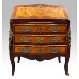 20th century French bombe bureau with inlaid decoration, cast brass mounts on cabriole legs, 104cm x