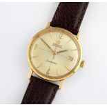Omega gentlemans Seamaster wristwatch in bi metal case with gold crown, the dial with batons, Arabic