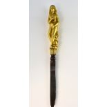 Early 19th century gilt bronze Eve possibly a parasol handle now fitted with a steel knife blade.