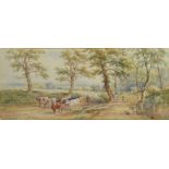 Henry Earp Senior (British, 1830 - 1914) Landscape, signed, 16cm x 38cm and E. Earp, pair of oval