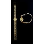 Ladies Rotary bracelet gold case watch in 9 ct yellow gold and a Rolex Tudor Royal gold case watch