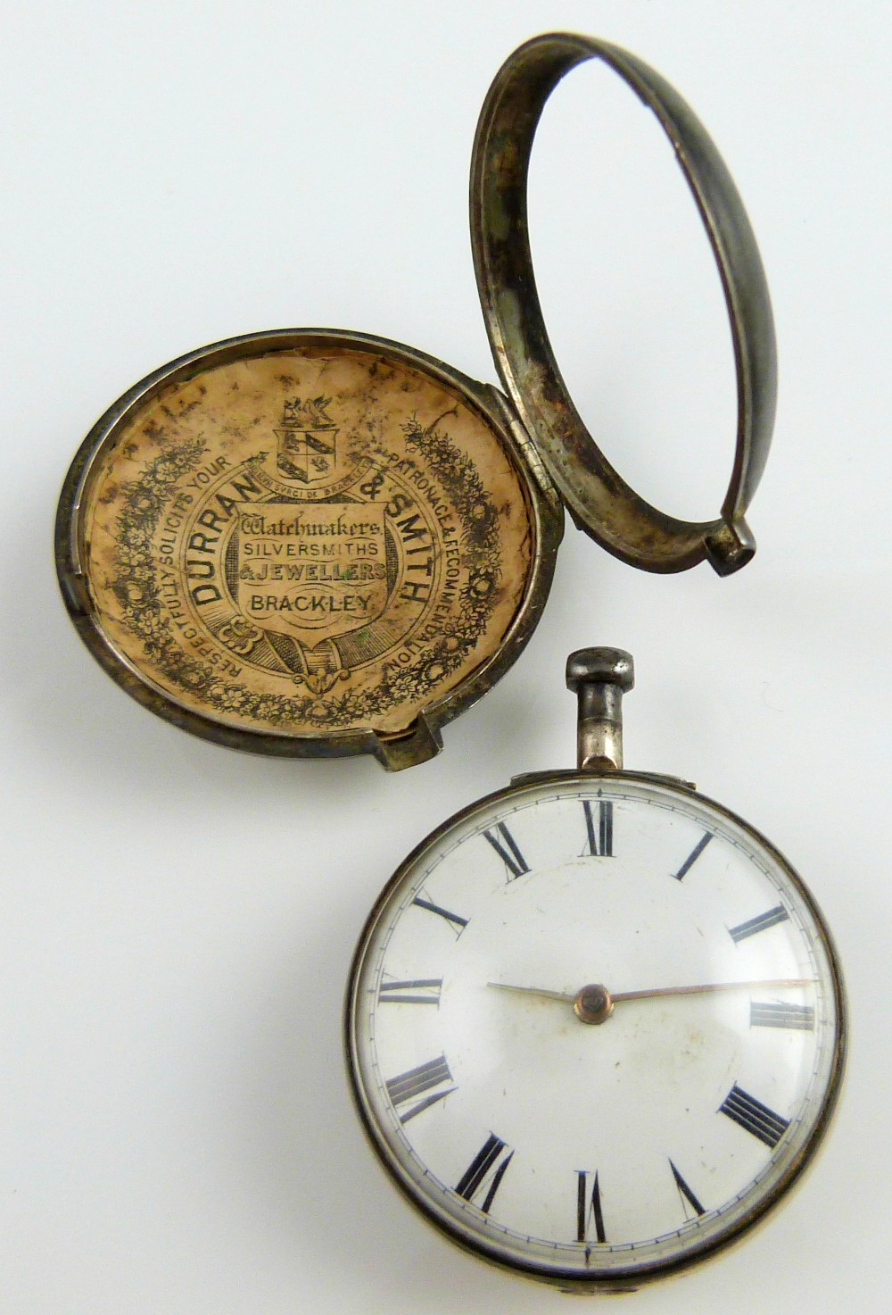Silver pair cased pocket watch, the white enamelled dial with Roman numerals. - Bild 2 aus 3