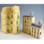 Sylvia Whiteford-Engholm. A pottery dolls house modelled with upstairs bedroom and lower sitting