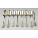 Set of four George III silver Old English pattern table spoons, by Thomas Wallis II & Jonathan