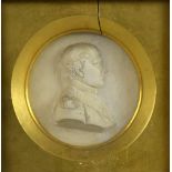 19th Century plaster portrait of Napoleon in relief , mounted in rosewood frame, 10cm high.