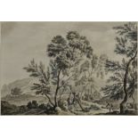 Follower of Paul Sandby. 'Near The Forest of Dean', watercolour, pen and ink on laid paper with