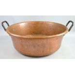 19th century copper pot with cast iron handles , diameter 53cm .