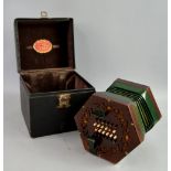 Early 20th Century hand accordion in fitted case, retail label for C Wheatstone and Co.