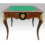 19th century French boulle folding card table with serpentine front, gilt metal mounts on cabriole