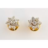 Diamond cluster earrings, round brilliant cut diamonds, estimated total diamond weight 1.16ct,