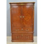 19th Century French walnut marble topped cabinet with two drawers above further two drawers - 140