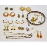 Collection of jewellery, including nine pairs of 9ct yellow gold earrings, together with silver