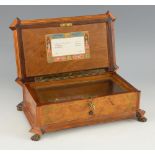 Reuge Sainte-Croix music box, playing three airs by Beethoven, numbered 37216 and CH 3/72, in a burr