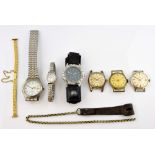 Collection wrist watches, including Smiths, mechanical 5 jewel movement, Newmark and Bvler, together