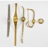 Group of ladies watches, Zenith gold watch, two gold Rotary gold watches, with gold bracelet straps.