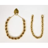 Victorian heavy gold chain bracelet, with oval link clasp and safety chain, 9 ct, length 19 cm,