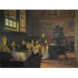 Antonio Maria Aspettati (Italian, 1880-1949) depicting choristers in the interior of a church, Oil