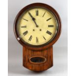 19th century rosewood cased drop-dial wall clock the two train movement striking on a gong. 59cm