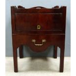 19th century mahogany tray top commode with flap over drawer on square chamfered supports, 77.5cm