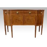 19th century mahogany and boxwood strung bow fronted sideboard, with a single drawer above