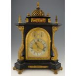 Early 19th Century ebonised three train fusee bracket clock, the case with gilt metal mounts, gilt