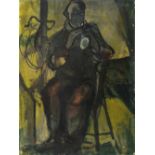 A B Dymock, seated piccolo player, oil sketch, signed, oil on board, 59.5cm x 45cm, .