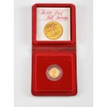 Royal mint issue,1980 gold proof half sovereign, in presentation case, Elizabeth II .