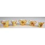 Five Royal Worcester miniature blush ivory loving cups and mugs, earliest 1902, highest 4cm, (5),.